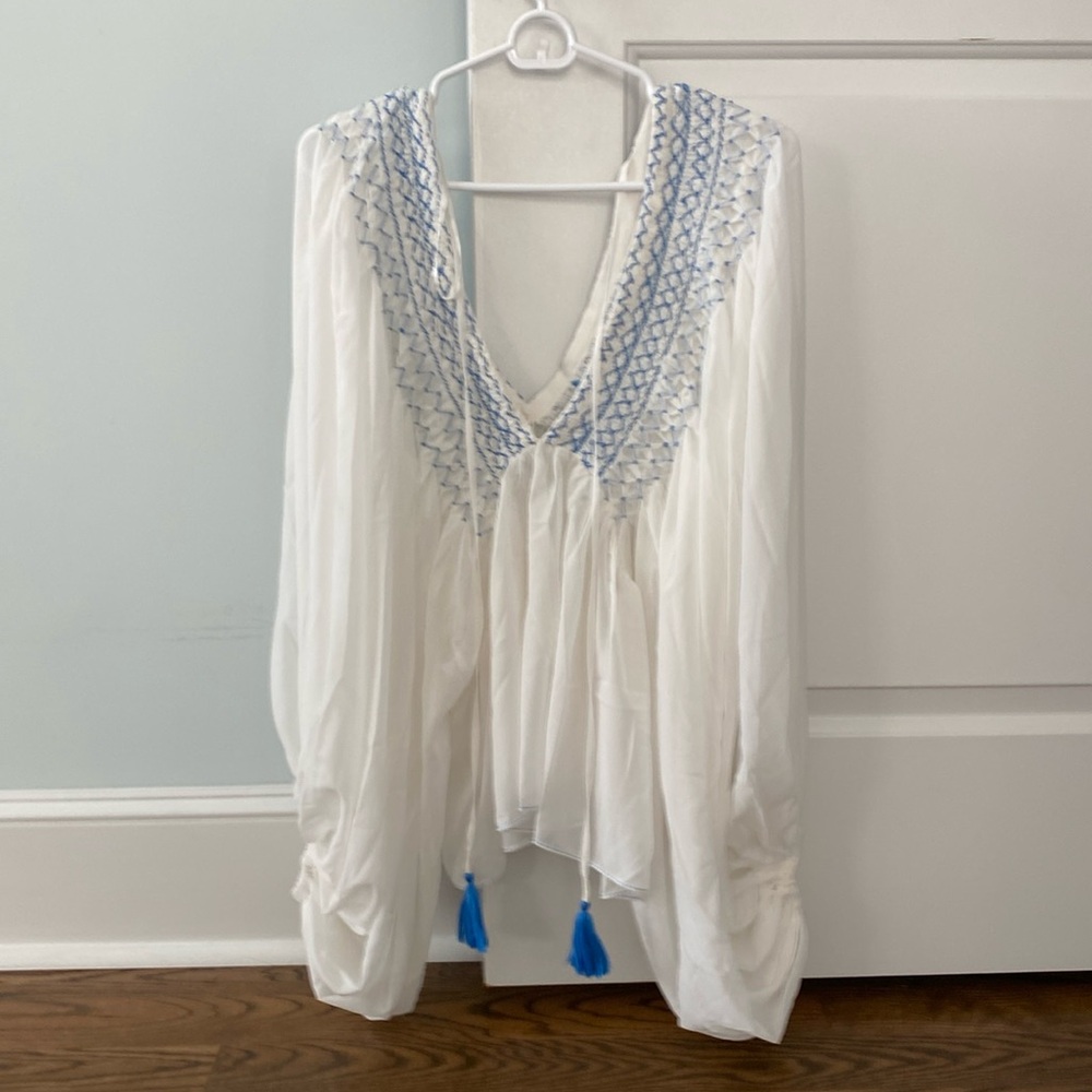 Anthropologie White peasant blouse NWT